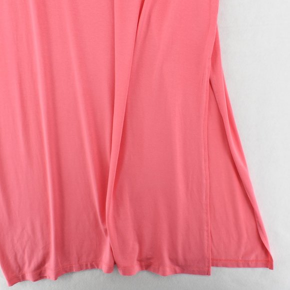 INKIVY Women Pink Soft Jersey Double V-Neck Side Seam Pockets Maxi Nightgown L - Picture 6 of 9